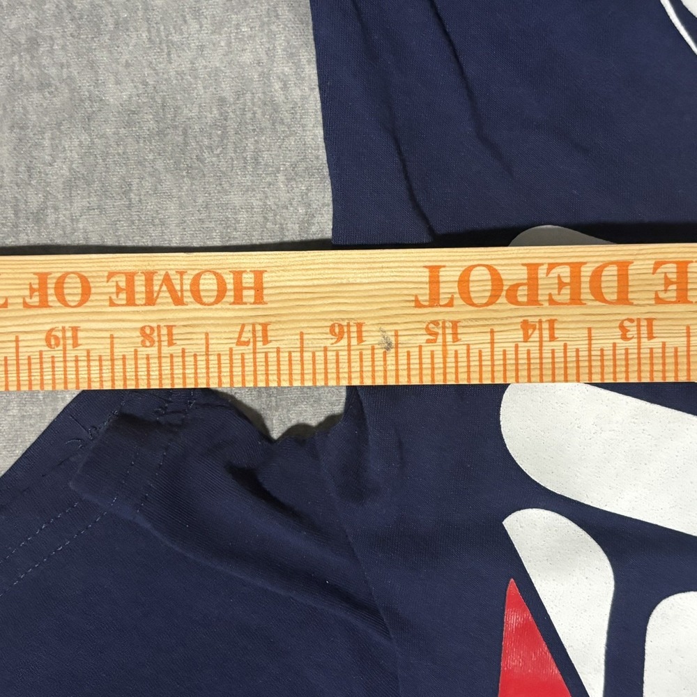 FILA Youth‎ T-Shirt Stacked Logos Retro Sporty Style Crewneck Cotton Navy Size L - Picture 4 of 5